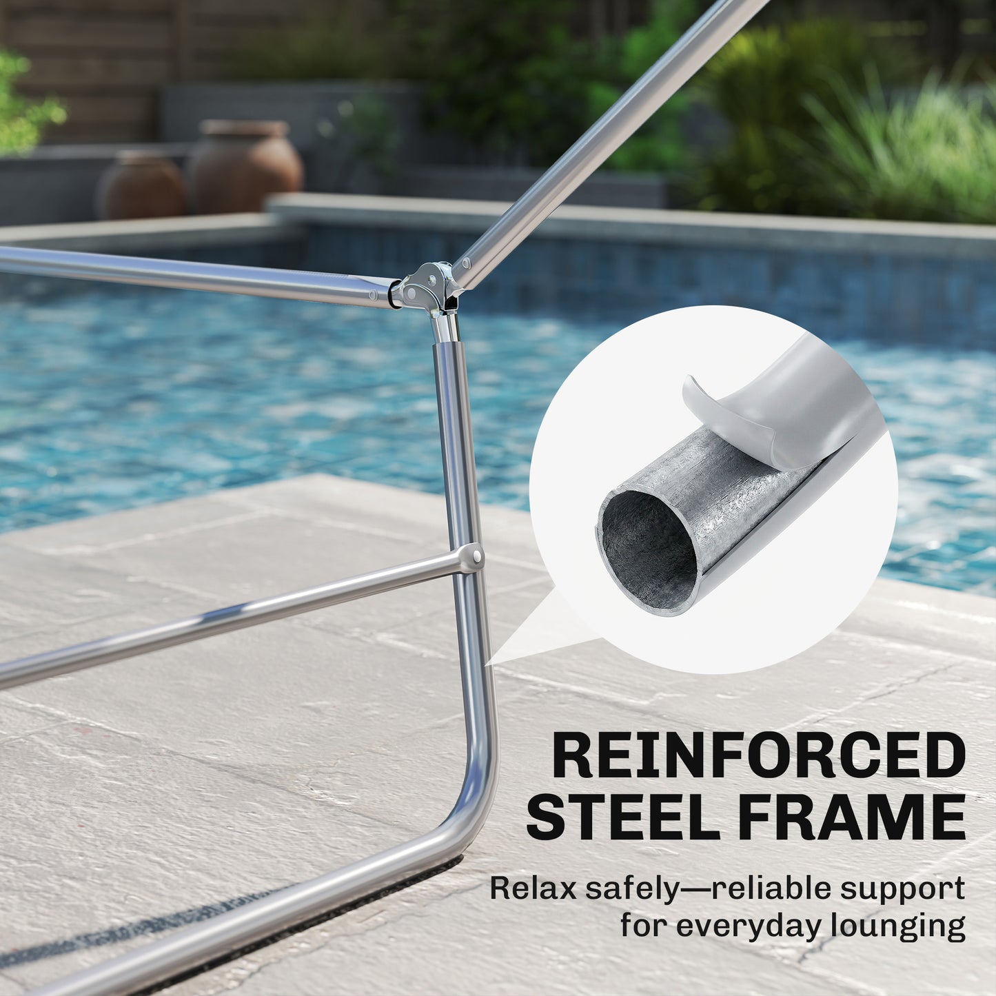 Folding Sun Lounger, Texteline Reclining Sun Bed