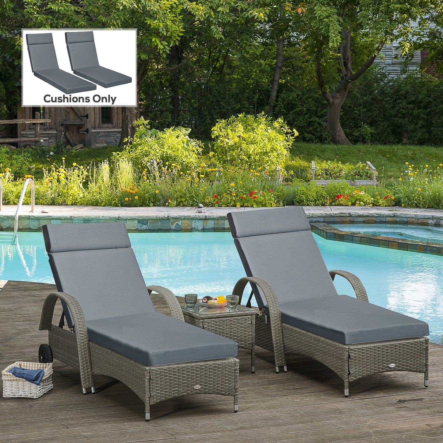 Set of 2 Sun Lounger Cushions