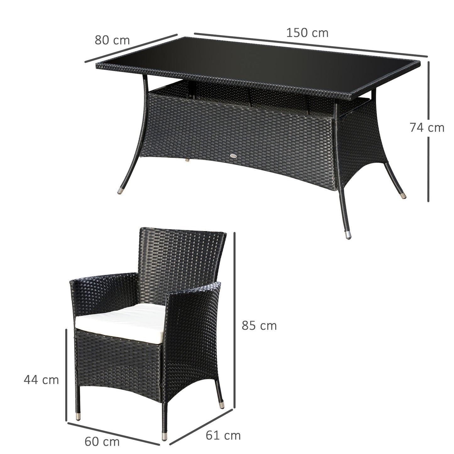6 Seater Rattan Dining Set with Cushions