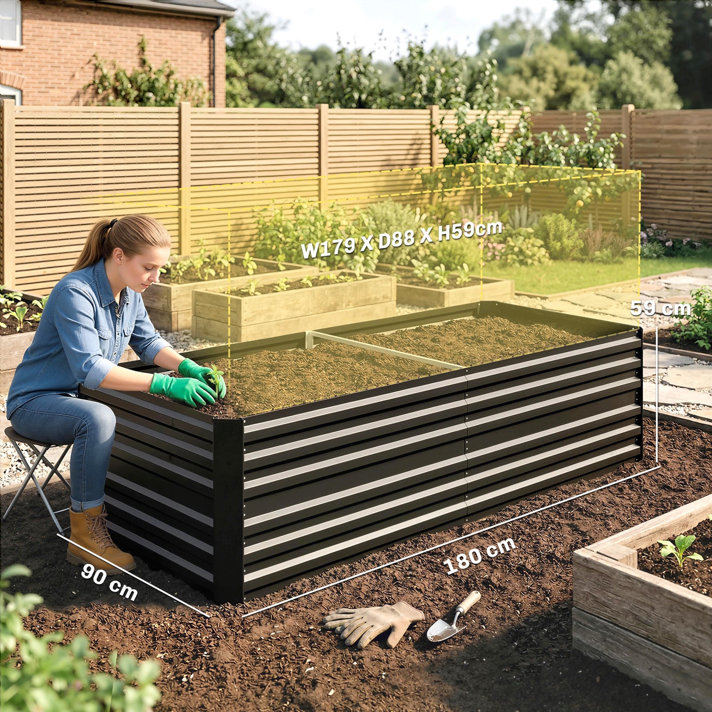 Raised Beds for Garden, Galvanised Steel Outdoor Planters (1)