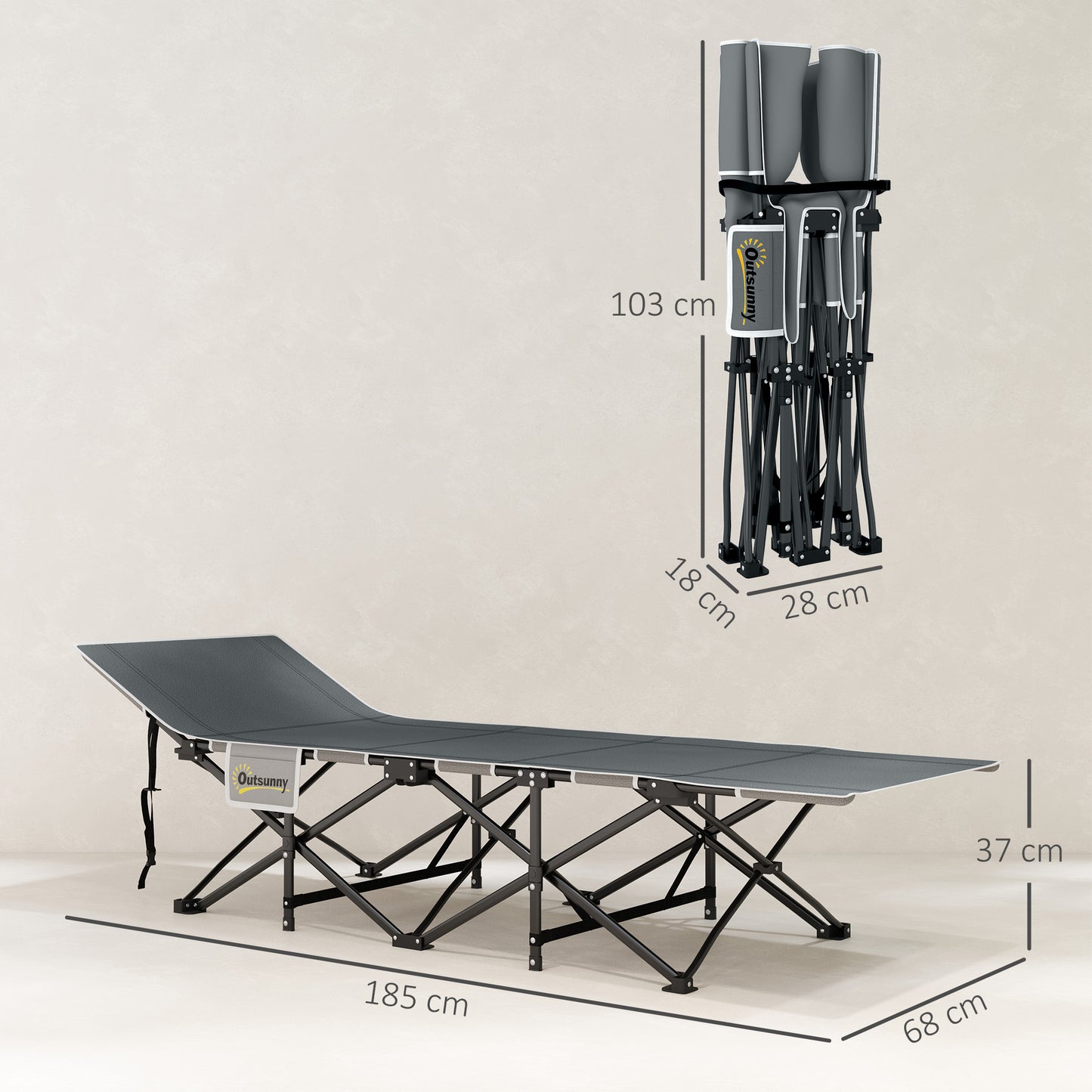 68cm Wide Folding Bed, Camping Cot for Adults with Mattress