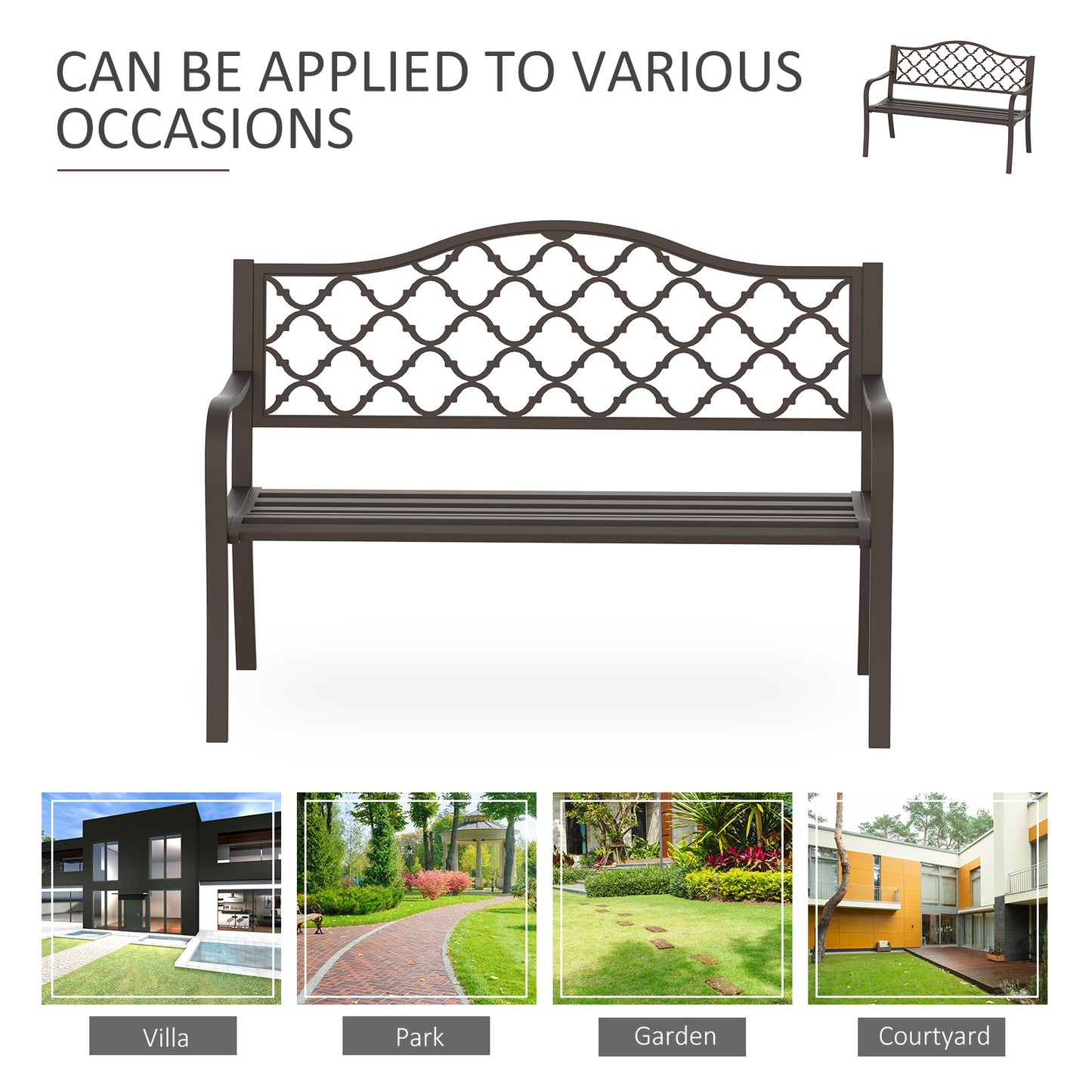 Antique Style Outdoor Cast Iron Front Porch Bench Path Chair Seat