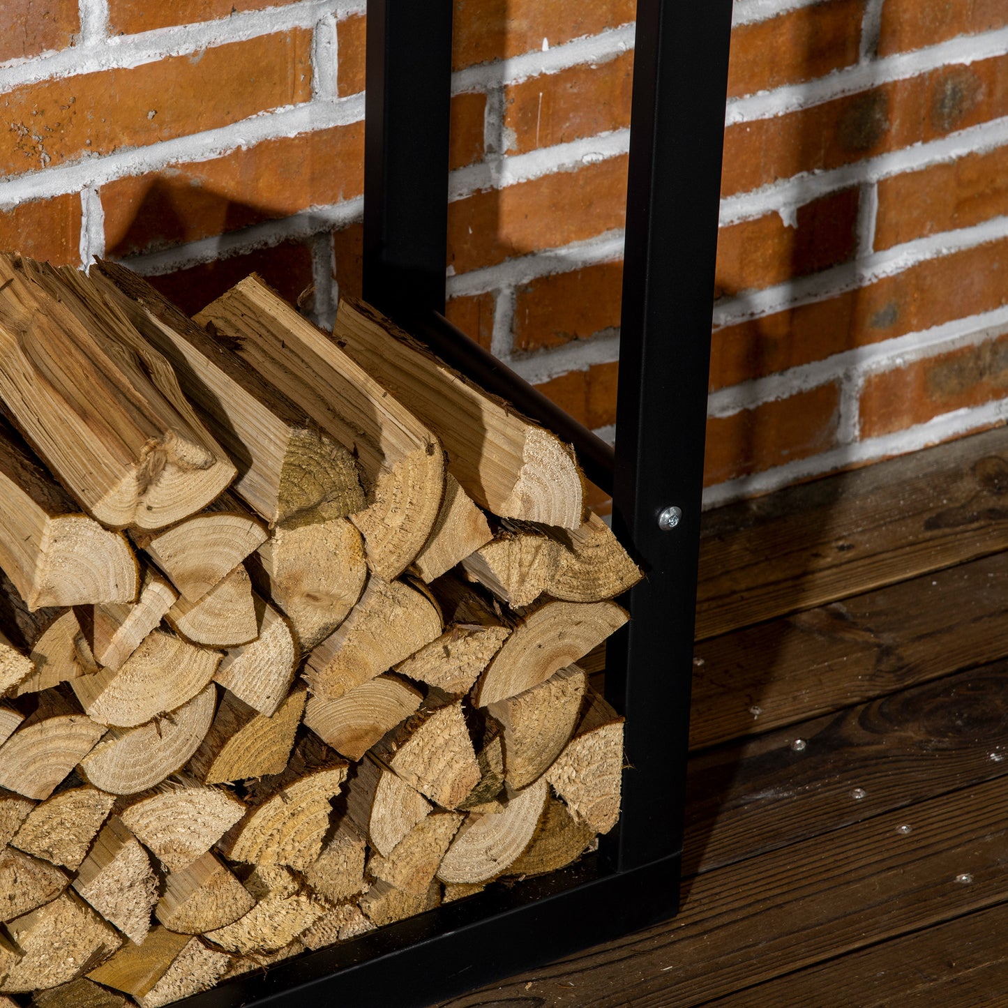 Metal Firewood Log Holder Tall Firewood Rack Indoor Outdoor