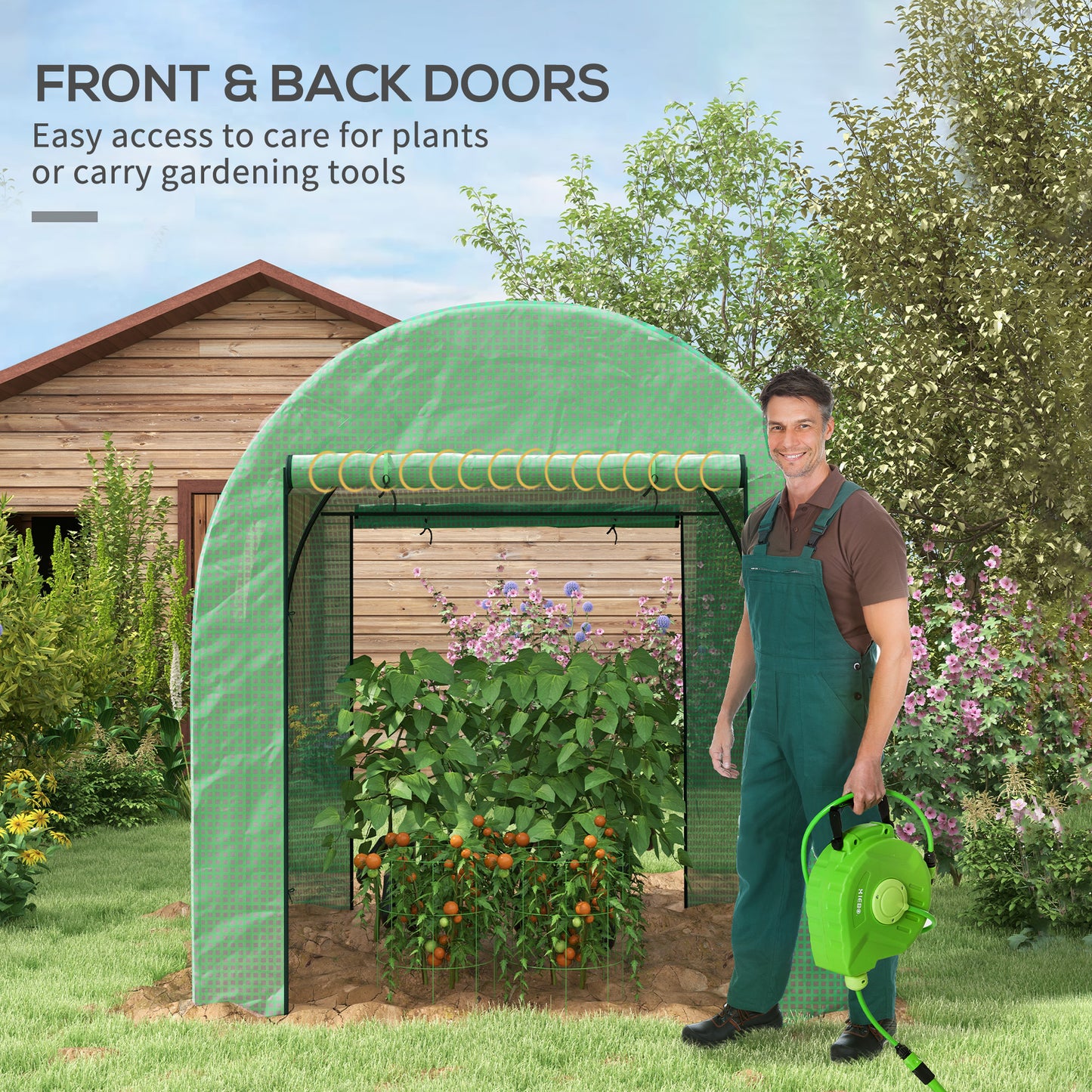 180 x 180cm Walk-In Polytunnel Greenhouse