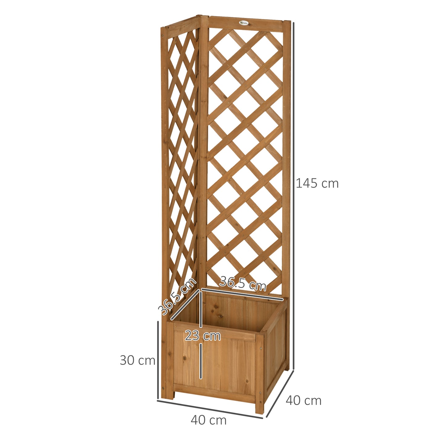 Wooden Planter with Corner Trellis