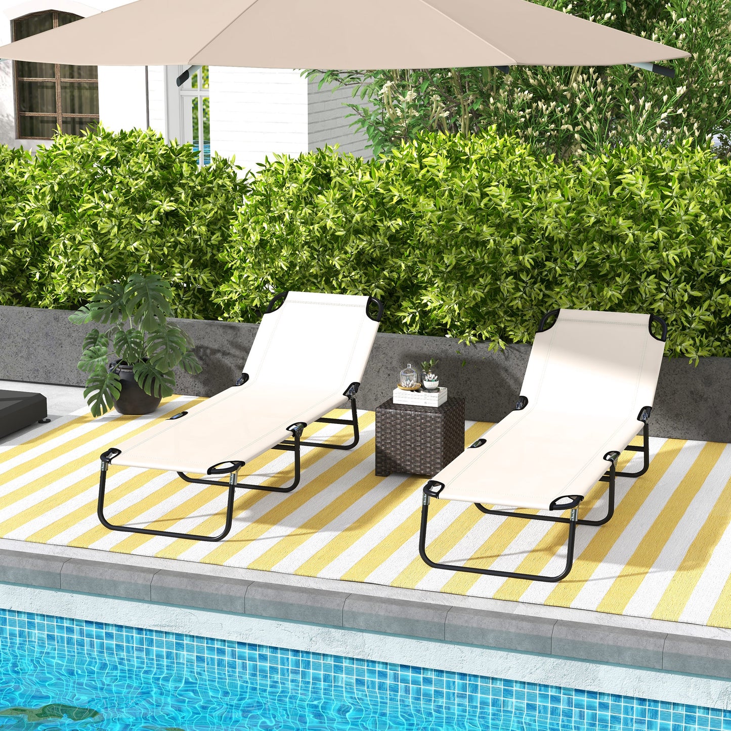 Garden Sun Lounger, with Five-Position Back (1)