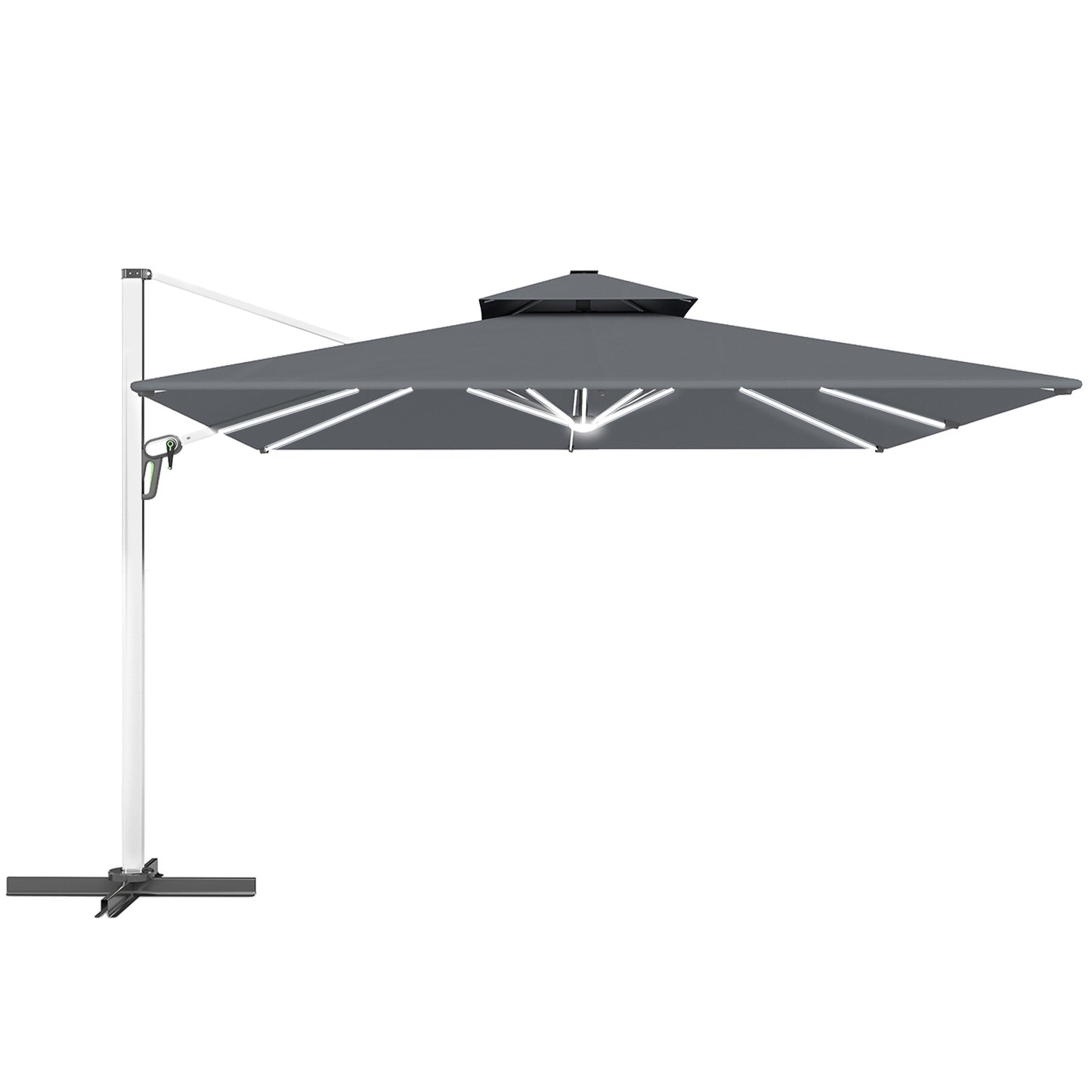 3(m) Garden Cantilever Parasol with Solar LED Lights, Cross Base