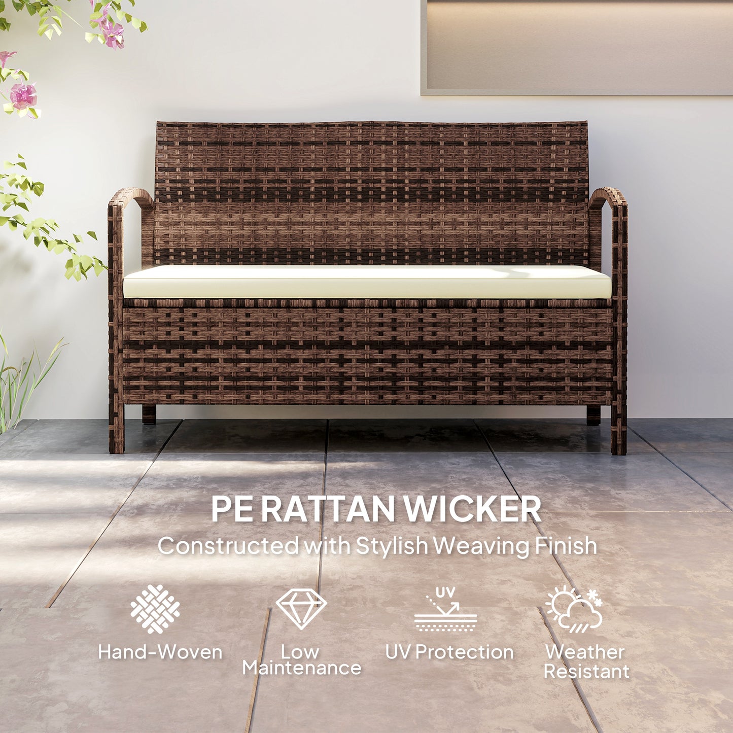 125L Storage Garden Bench, with Cushion