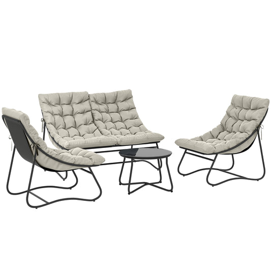 4 Seater Garden Furniture Set, Conversation Set with Loveseat Sofa