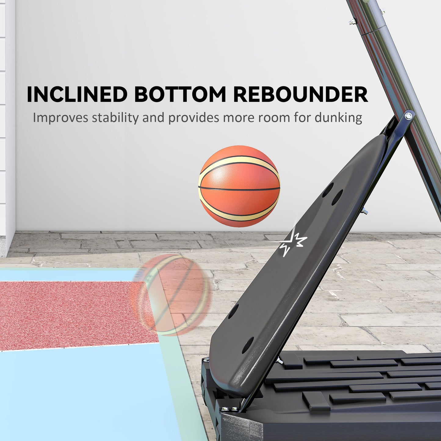 2.4-2.9m Adjustable Basketball Hoop and Stand with Weighted Base
