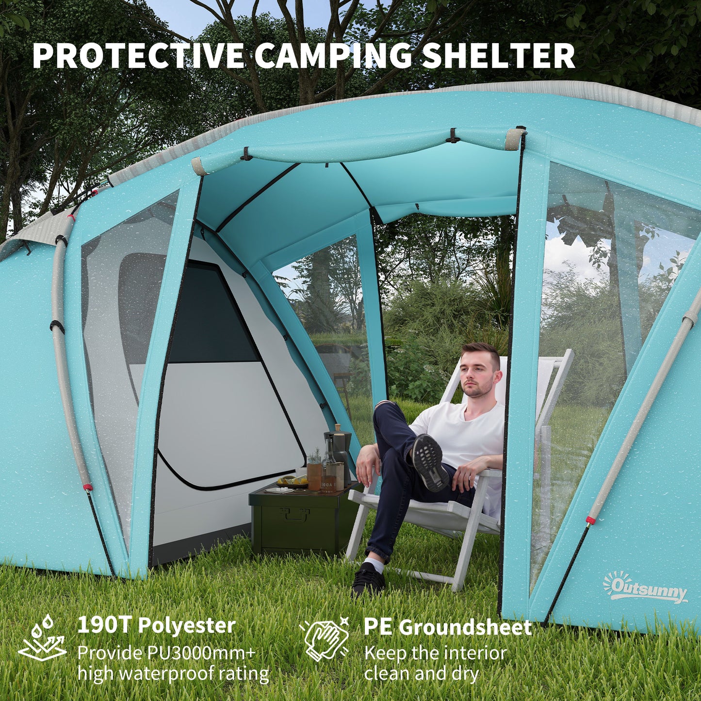 4-6 Man Family Camping Tent w/ 2 Bedrooms and a Living Room