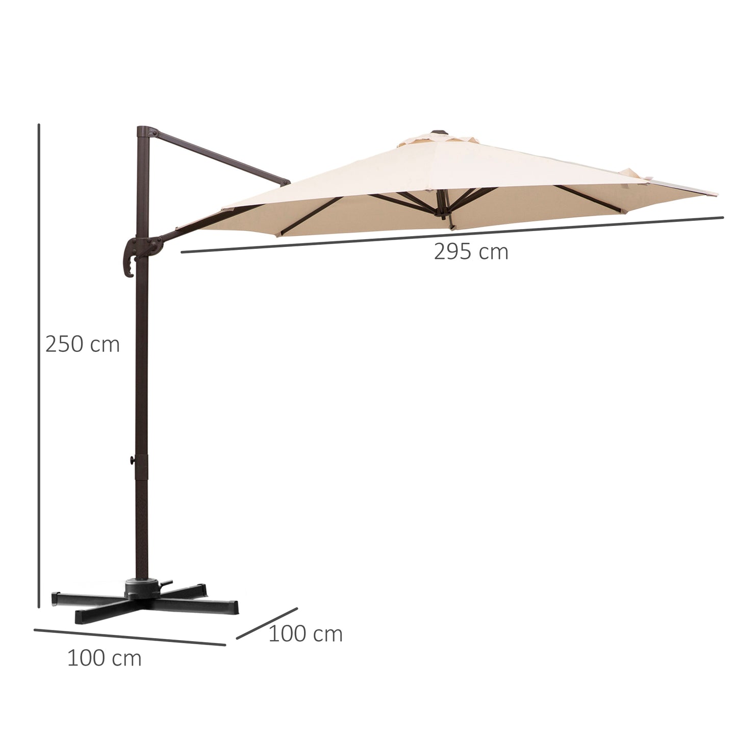 3M Banana Parasol Hanging Cantilever Umbrella W/ Cross Base Hand