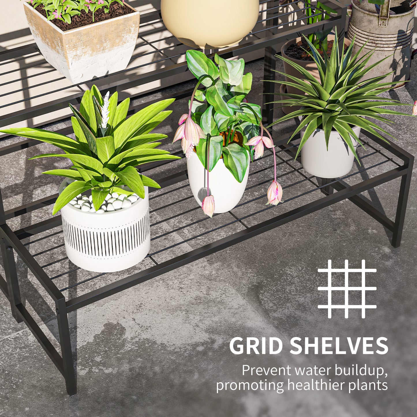 Three-Tier Metal Plant Shelf