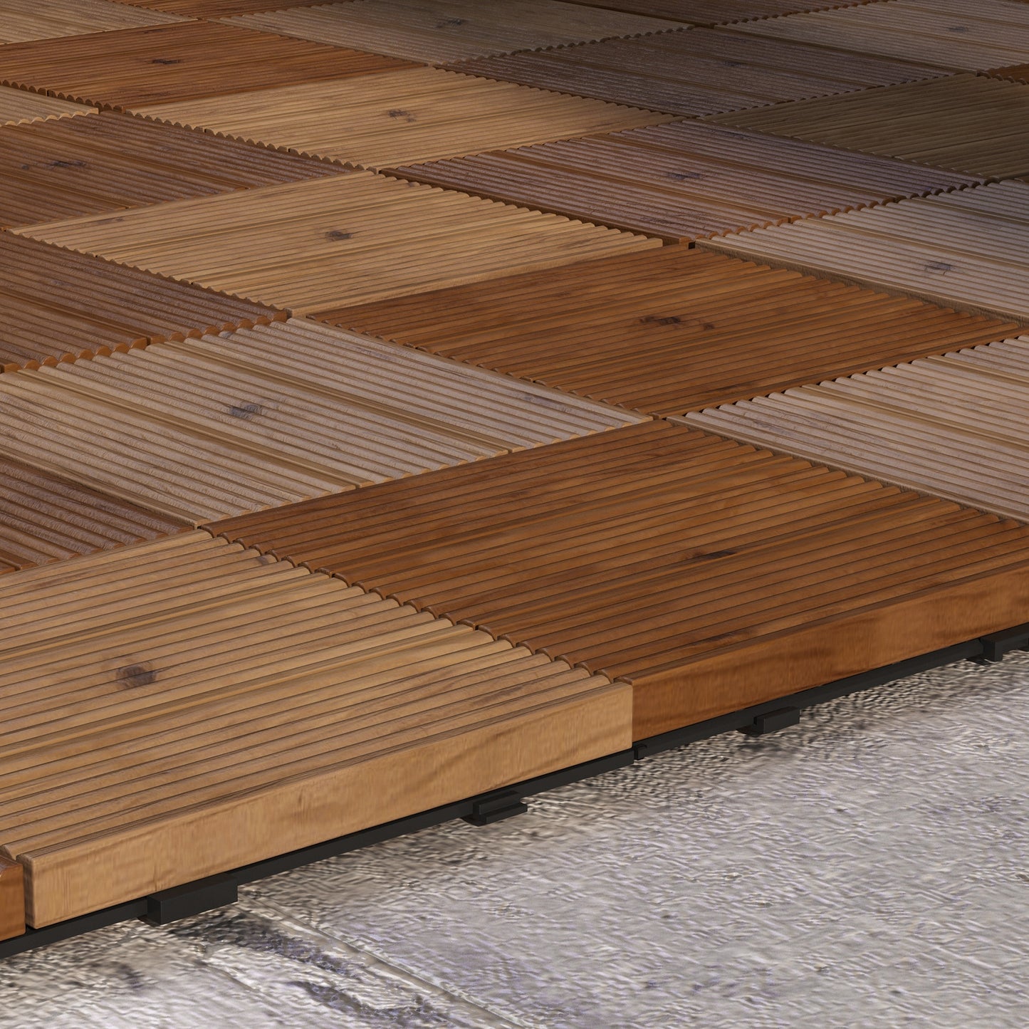 27 Pcs Wooden Interlocking Decking Tiles (2)