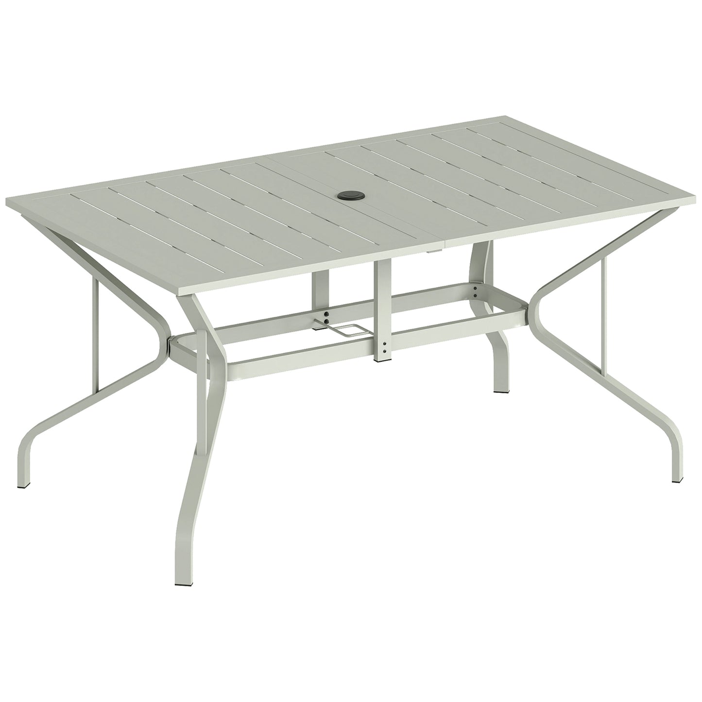 Rectangle Garden Table with Parasol Hole, Outdoor Dining Table for 6