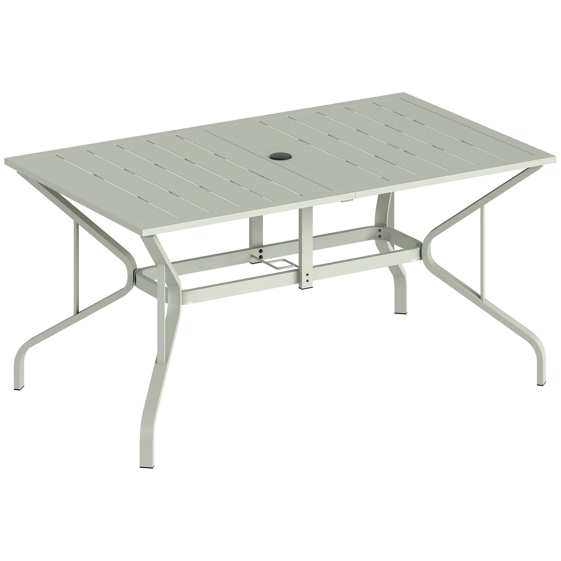 Rectangle Garden Table with Parasol Hole, Outdoor Dining Table for 6