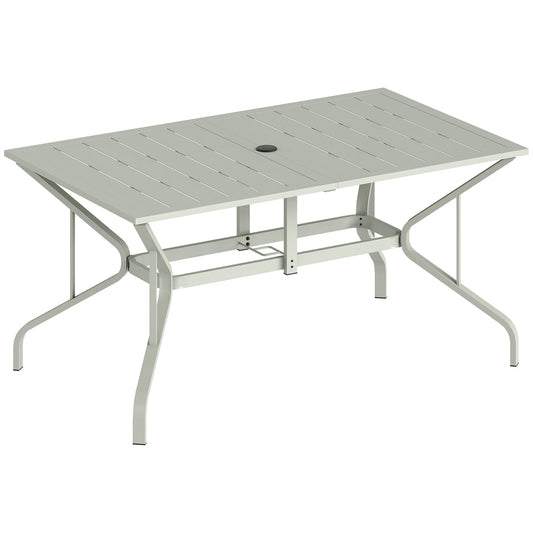 Rectangle Garden Table with Parasol Hole, Outdoor Dining Table for 6
