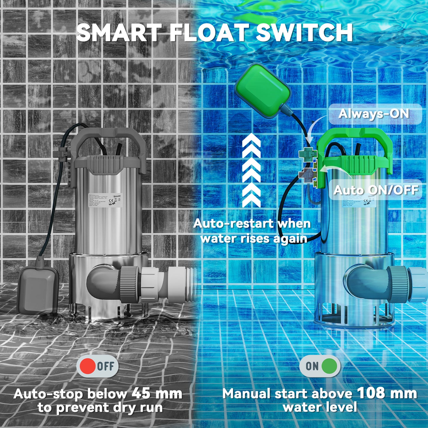 1100W Submersible Water Pump for Dirty/Clean Water