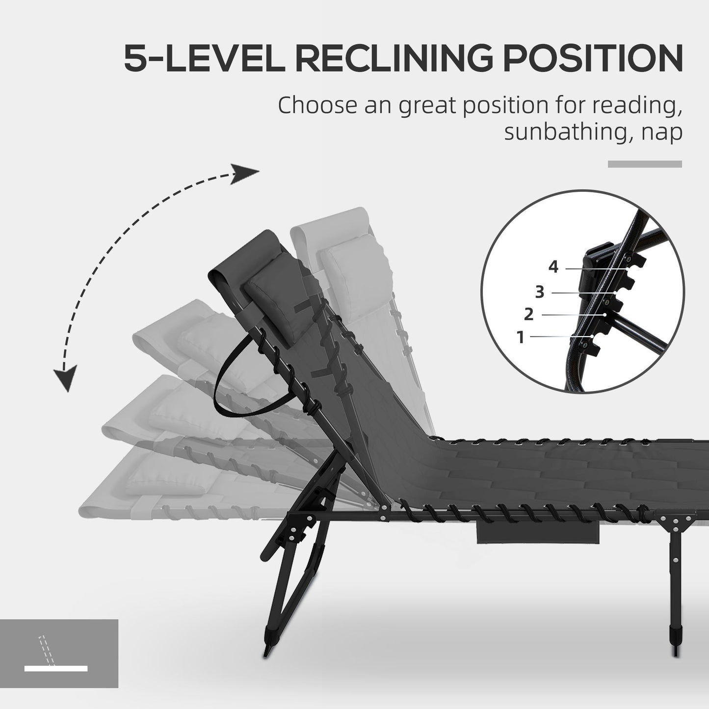Set of Two Sun Loungers, with Five-Position Reclining Backs