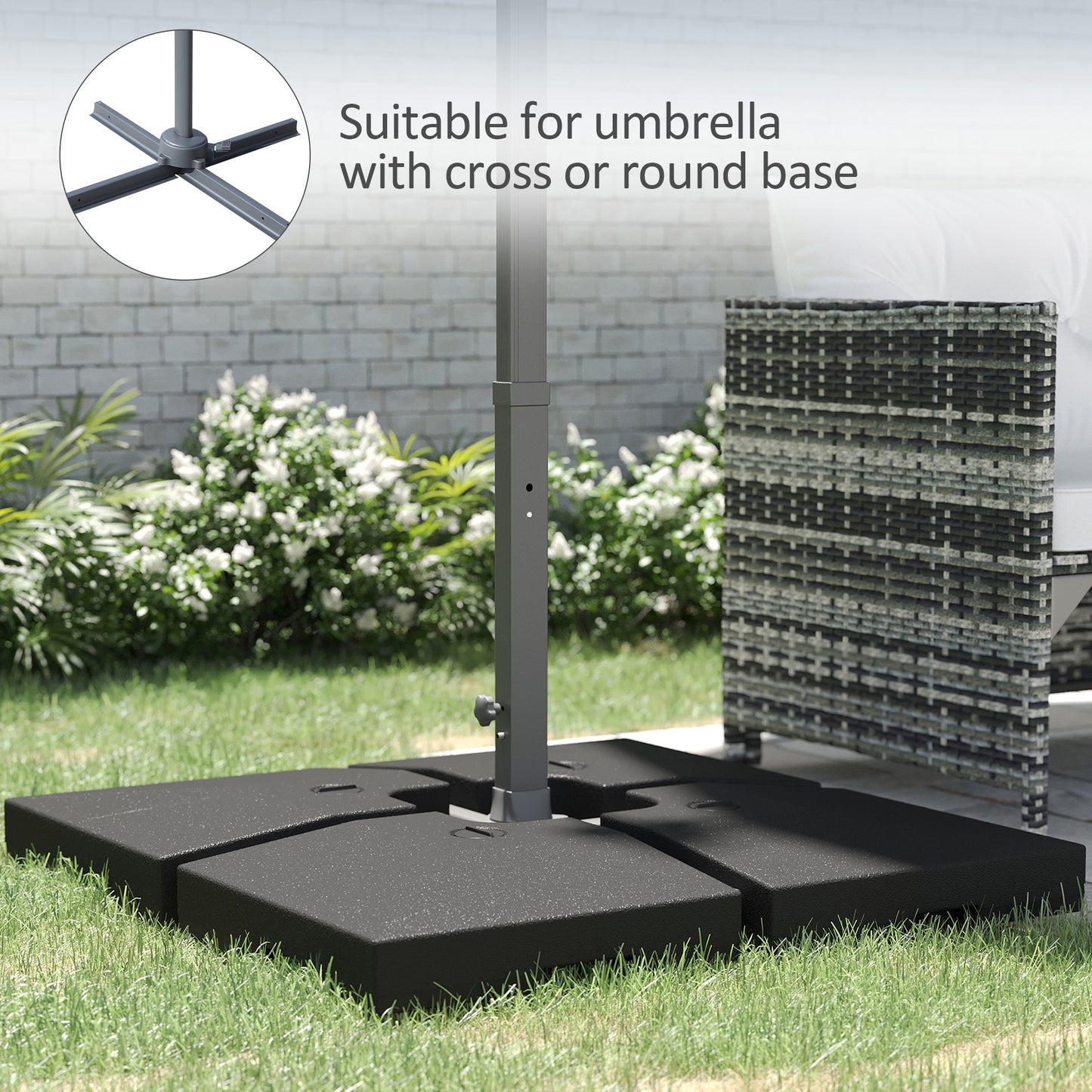 4 Pieces Fillable Parasol Base