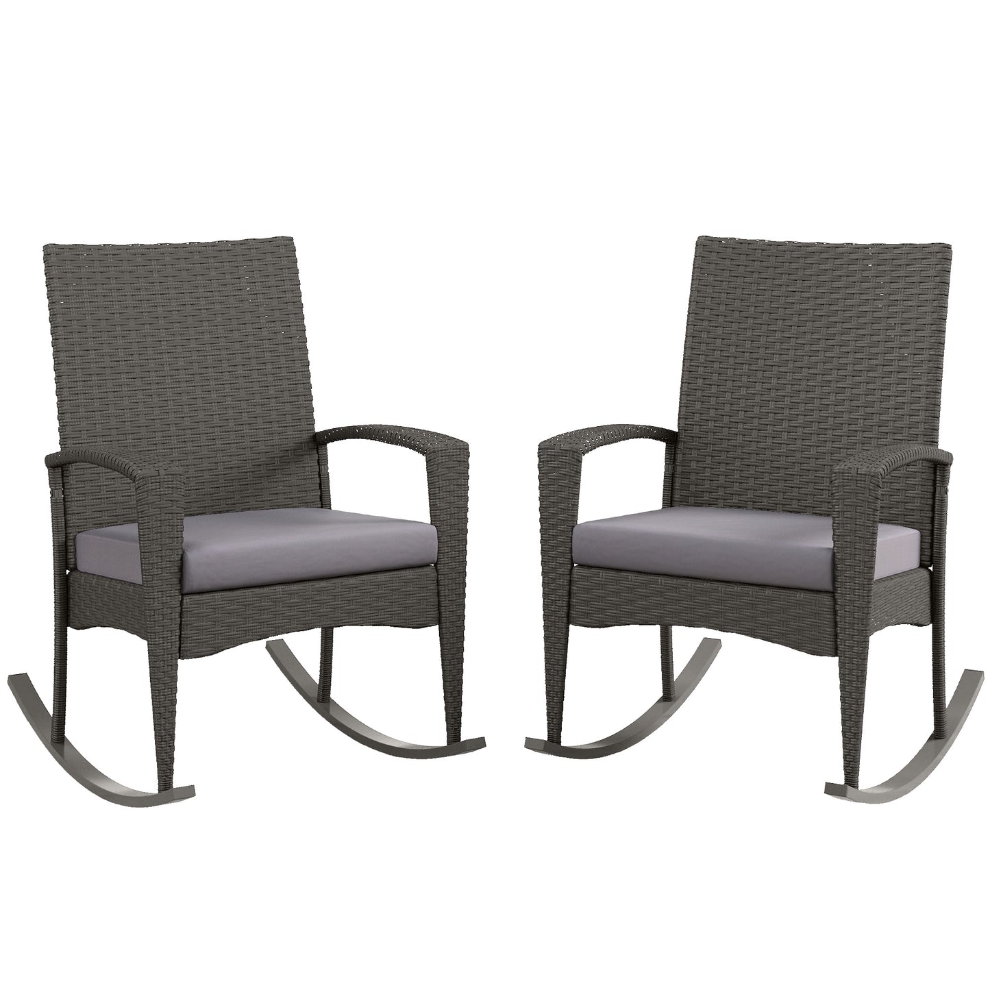 Outdoor PE Rattan Rocking Chair Set of 2