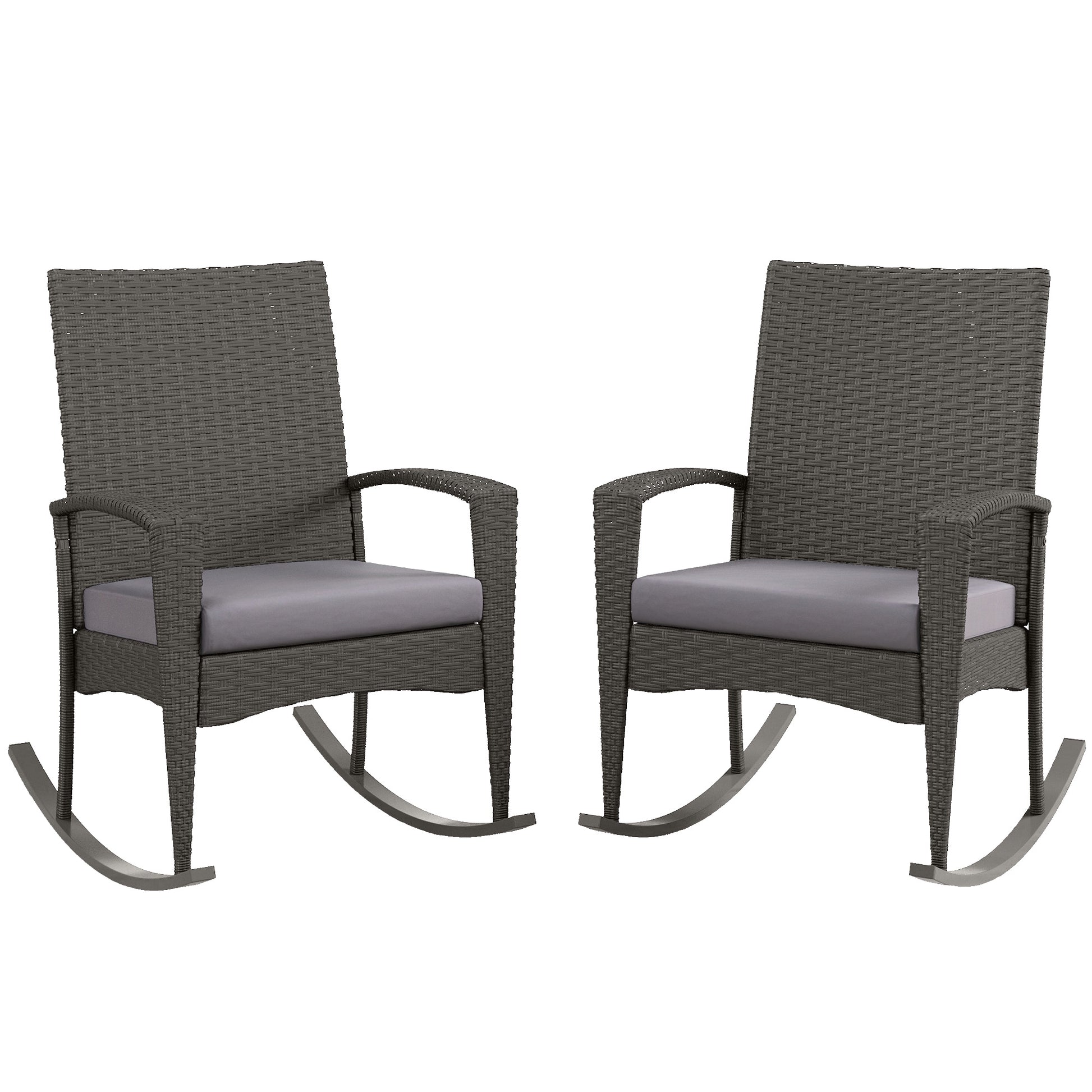 Outdoor PE Rattan Rocking Chair Set of 2
