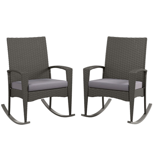 Outdoor PE Rattan Rocking Chair Set of 2