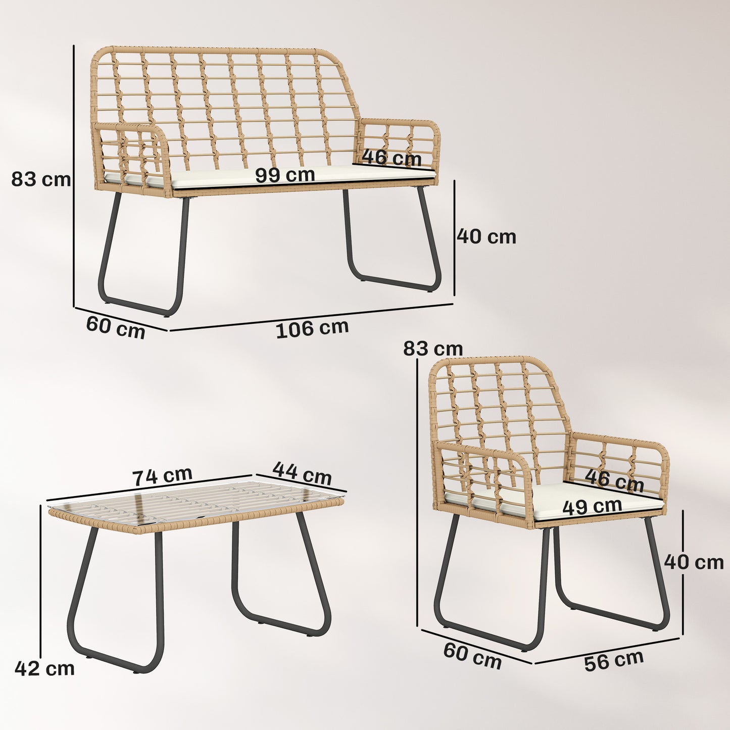 4 Piece Rattan Garden Furniture Set (2)