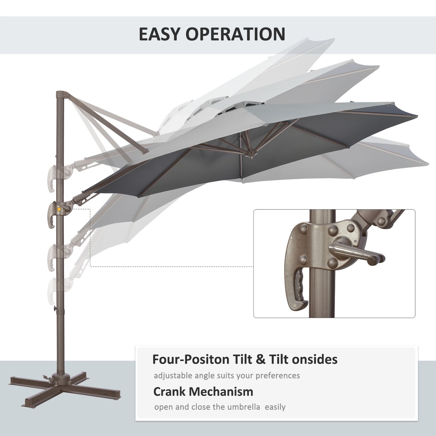 3(m) Cantilever Parasol 360° Rotation Roma Umbrella Hanging Sun