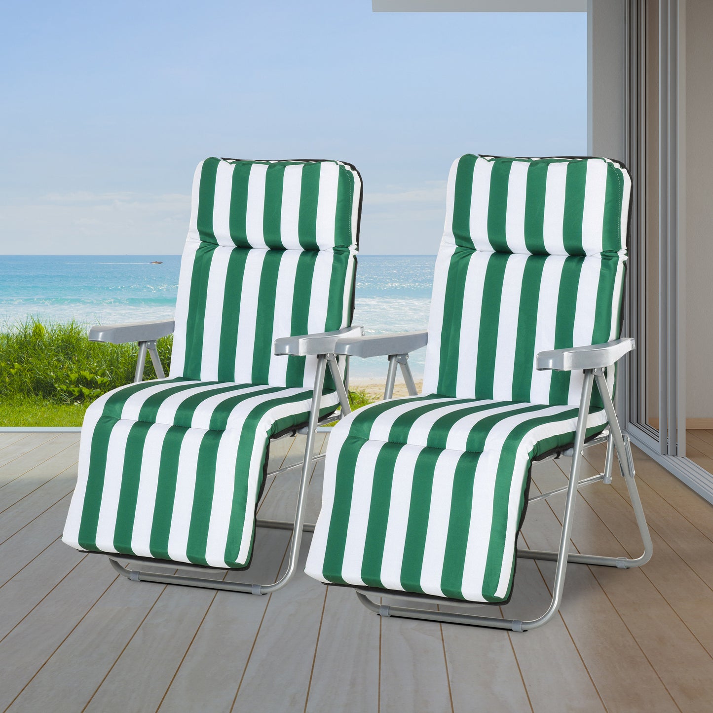 2 Pieces Outdoor Sun Lounger Set with Cushions