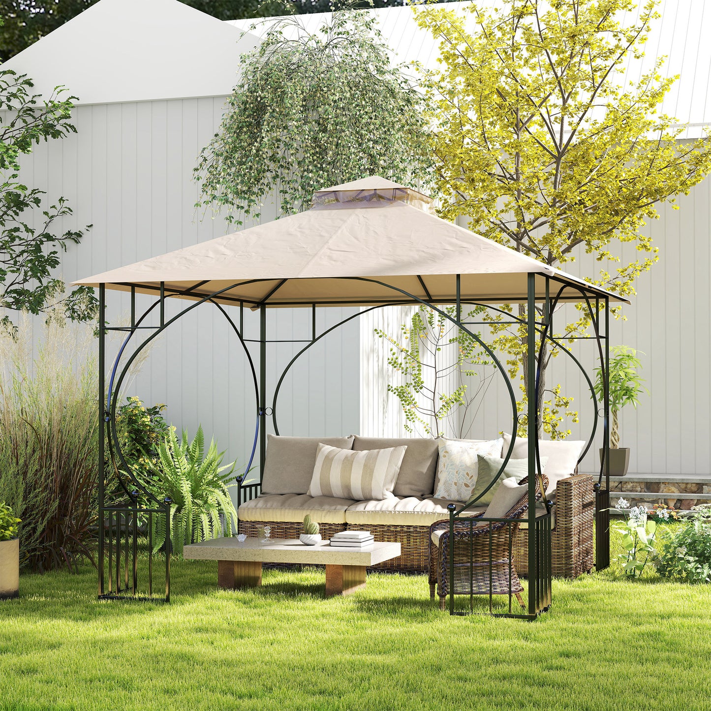 3x3(m) Replacement Gazebo Canopy, Double Tier Roof Top for Garden