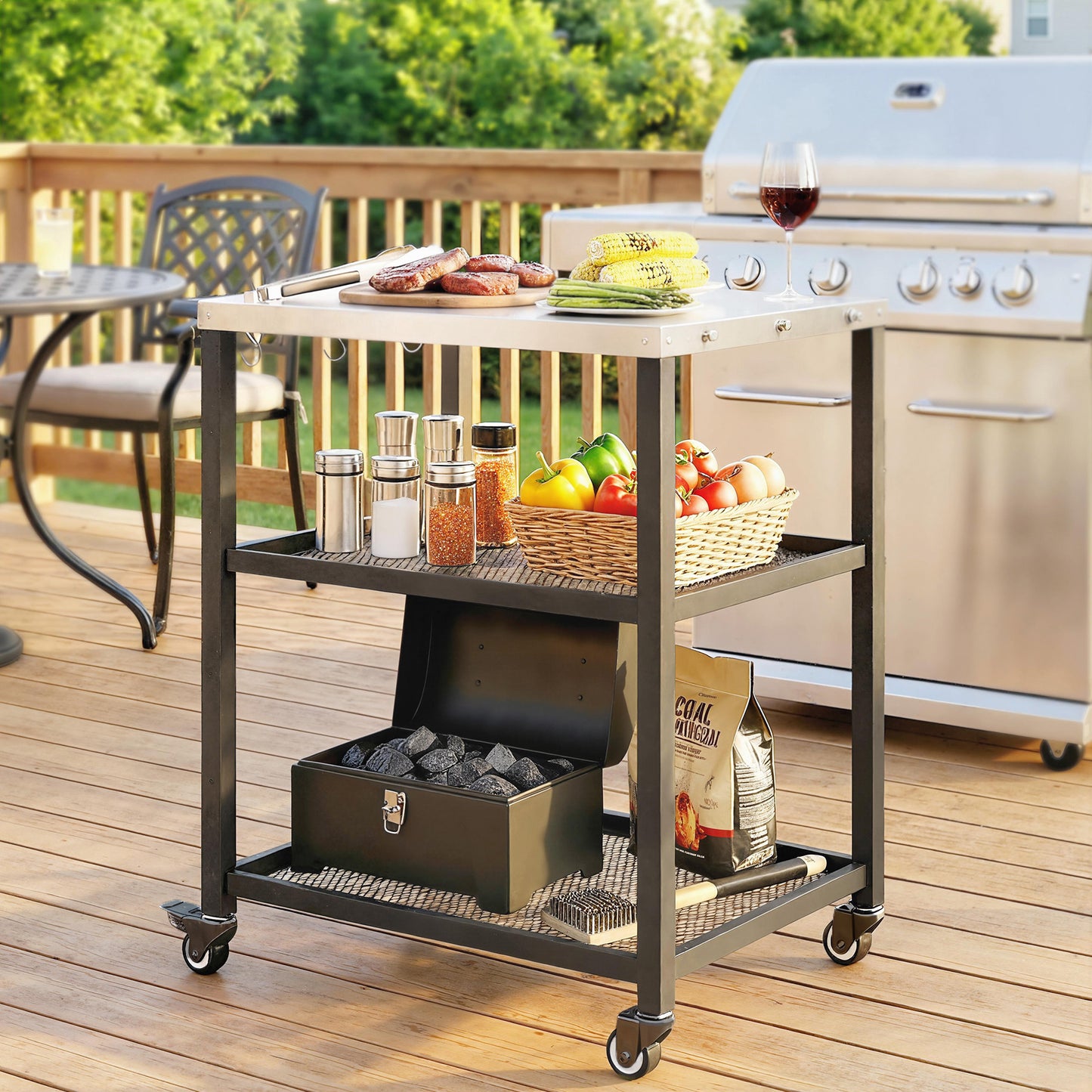 Outdoor Grill Cart with Stainless Steel Tabletop (1)