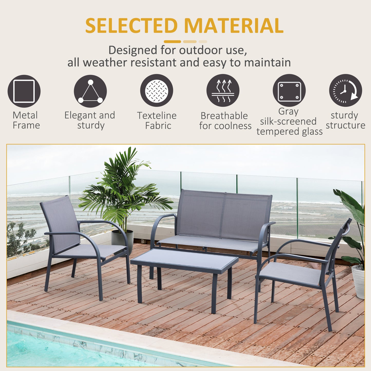 Four-Piece Minimal Garden Patio Set