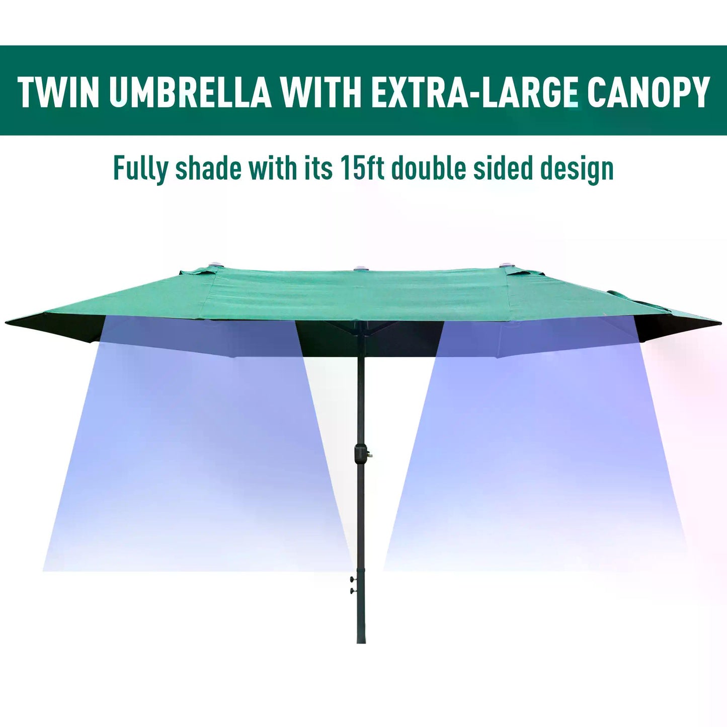 4.6M Sun Umbrella Canopy Double-sided Crank Sun Shade w/ Cross Base (1)