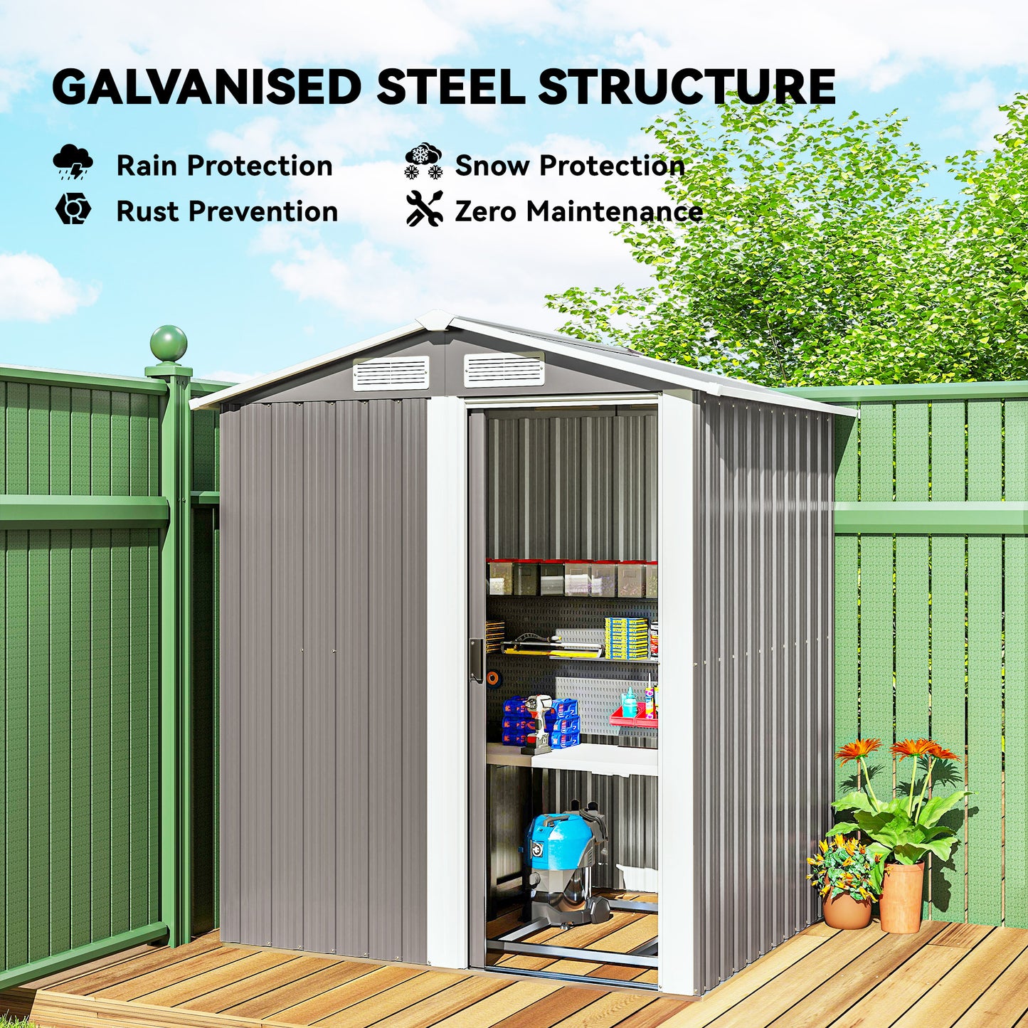 Garden Metal Tool Storage Shed with Sliding Door (1)