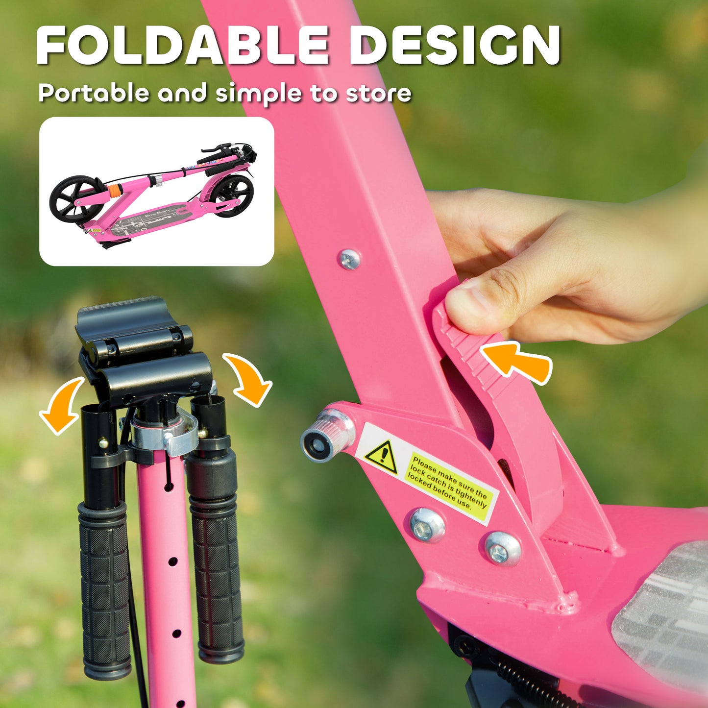 Kids Scooter with Four-Level Adjustable Handlebar, Dual Brake System