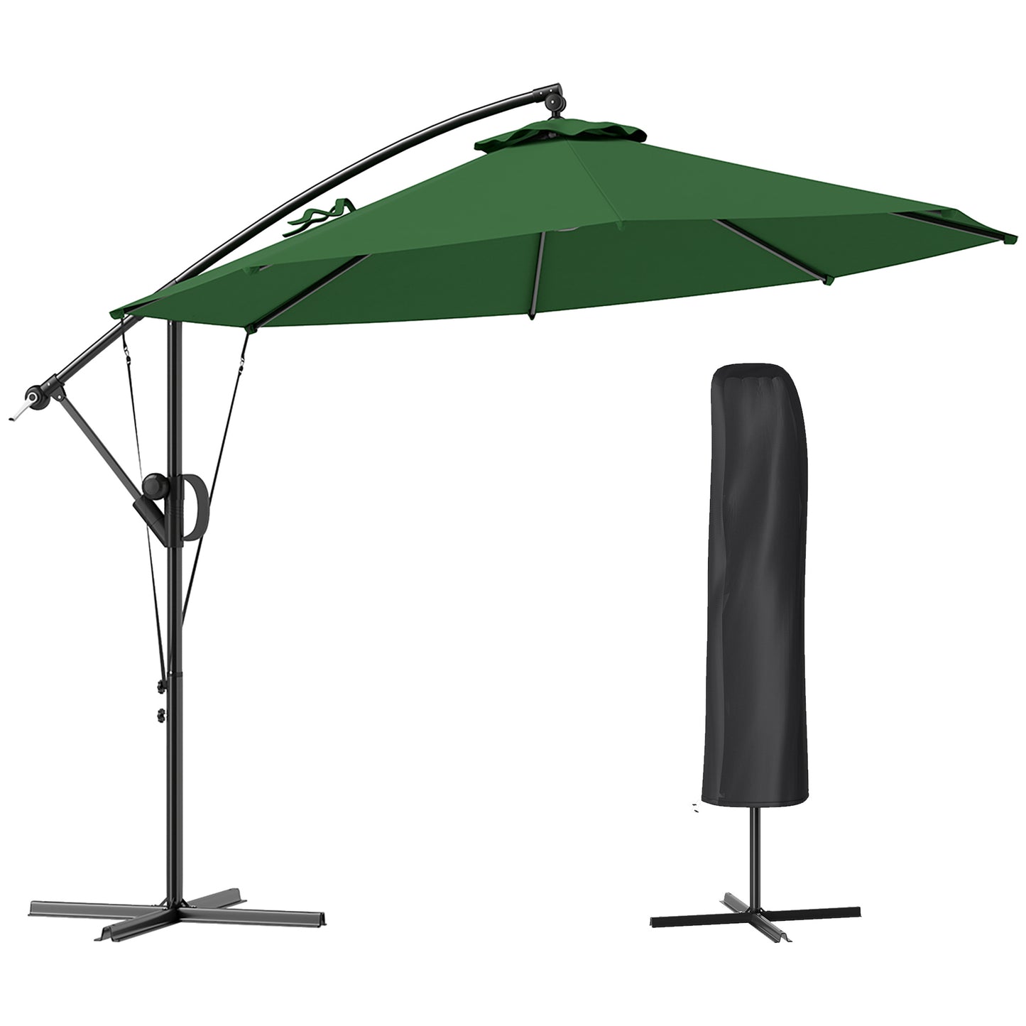 3(m) Garden Cantilever Parasol with Cover and Wind Protection Strap