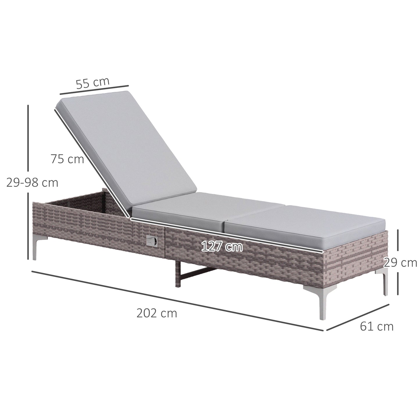 Outdoor PE Rattan Sun Lounger Set of 2