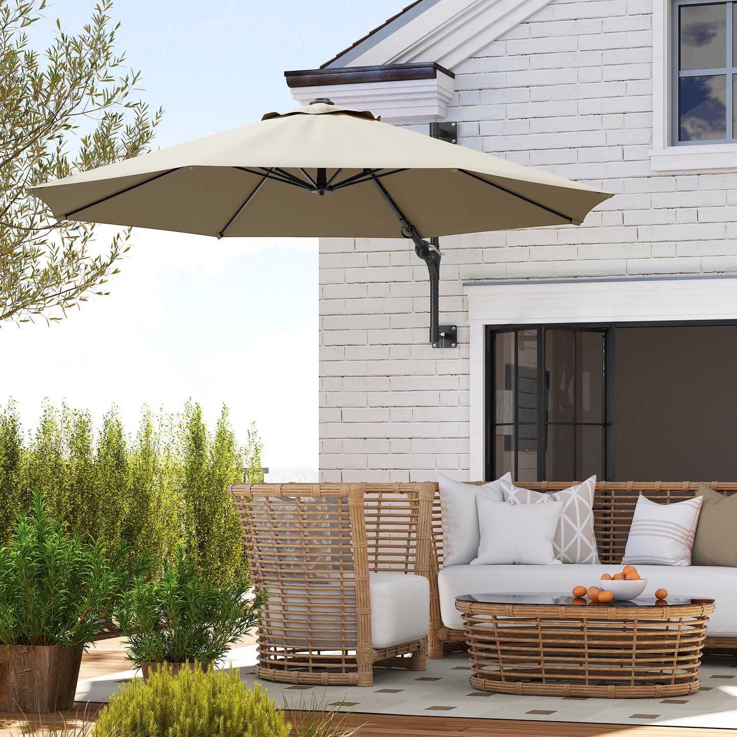 3(m) Wall-Mounted Parasol Shade, with Handle