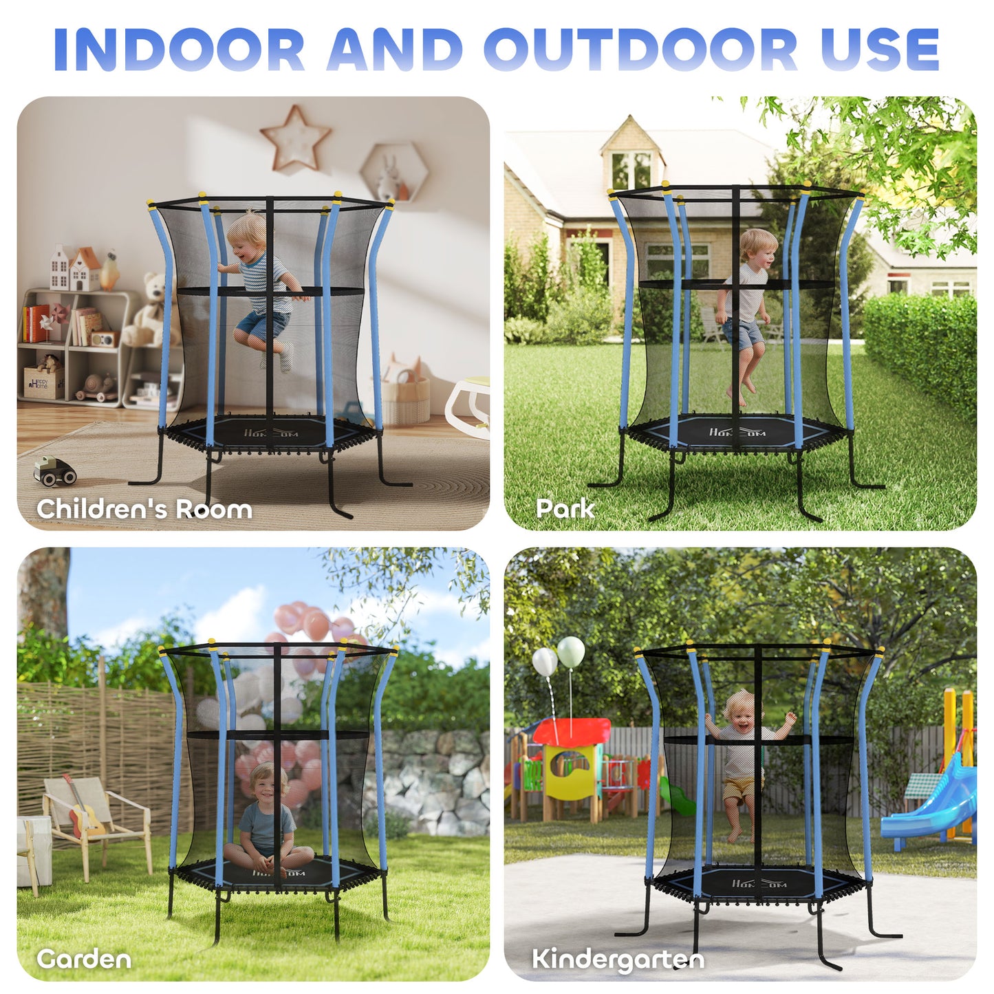 Kids Trampoline Mini Bouncer with Enclosure Safety Net