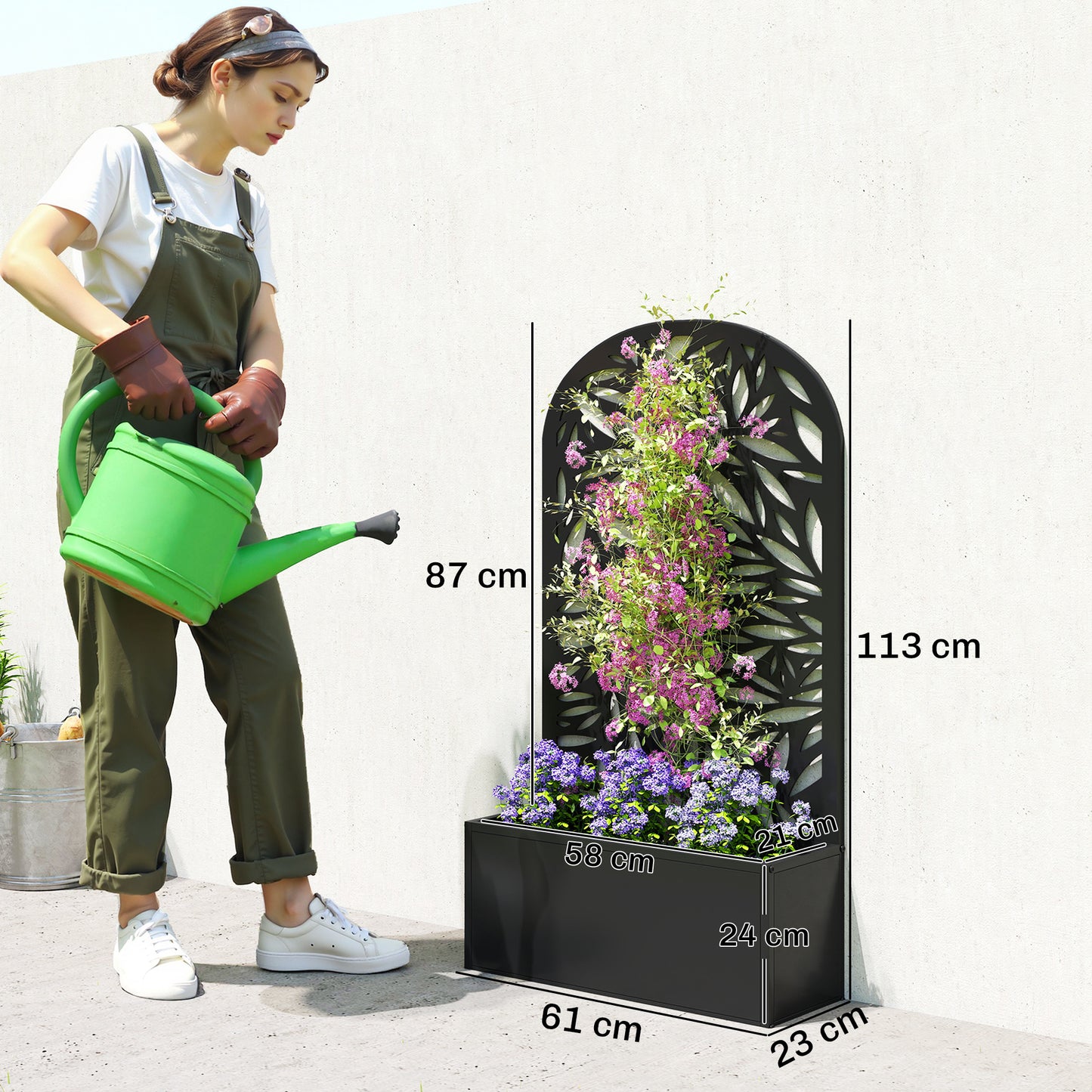 Metal Garden Bed for Garden with Trellis (2)