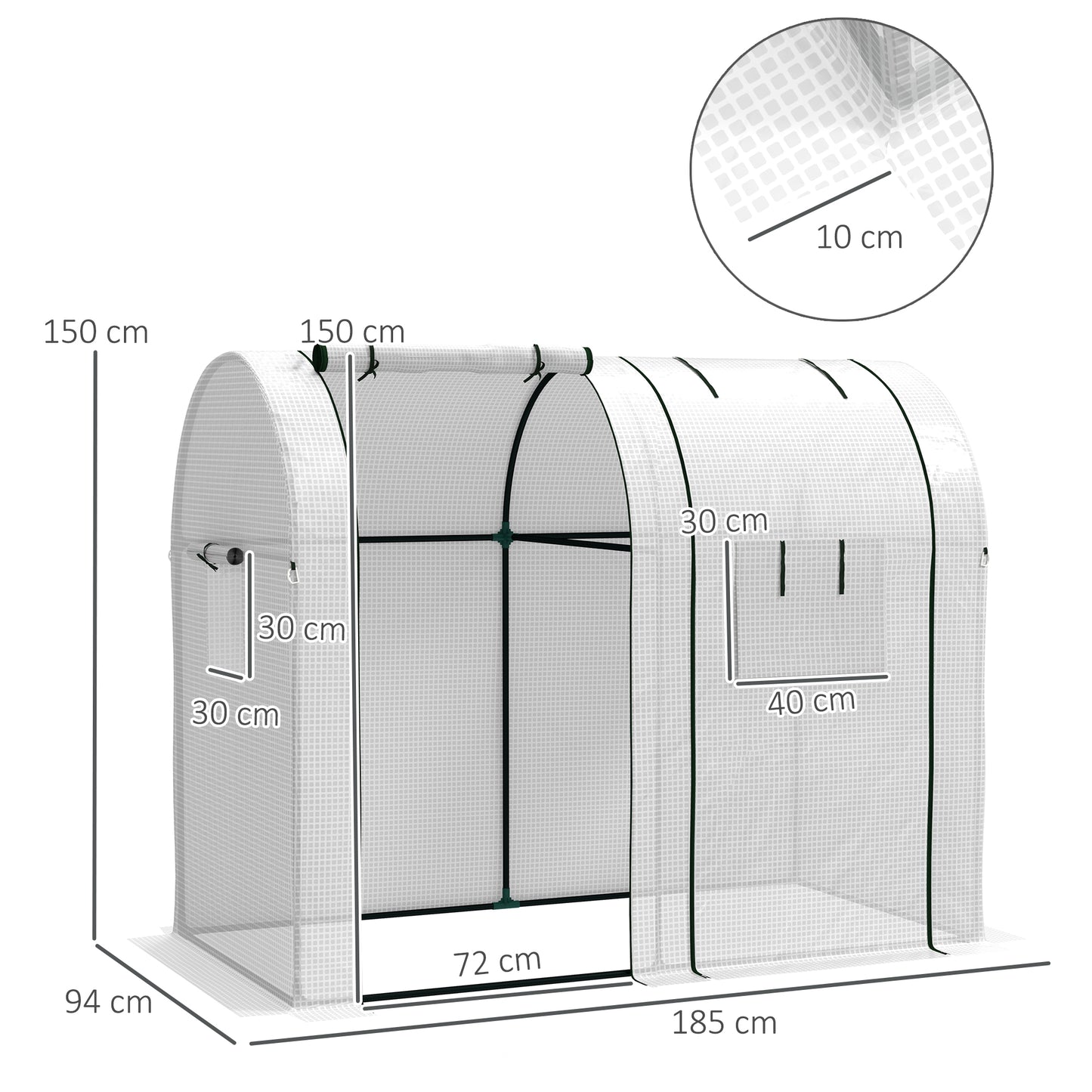 94 x 185cm Mini Two-Room Greenhouse