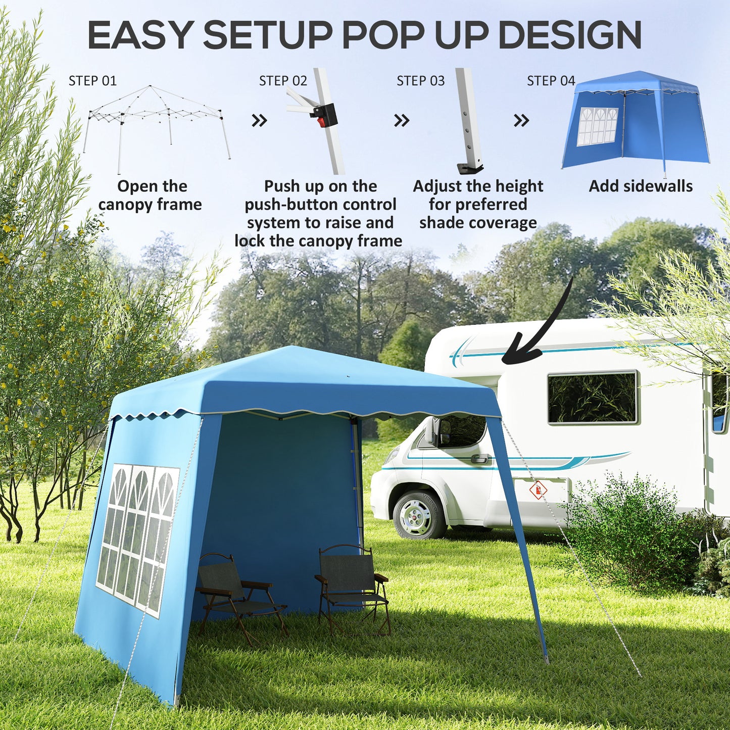 2.4 x 2.4m Two Wall Pop Up Gazebo