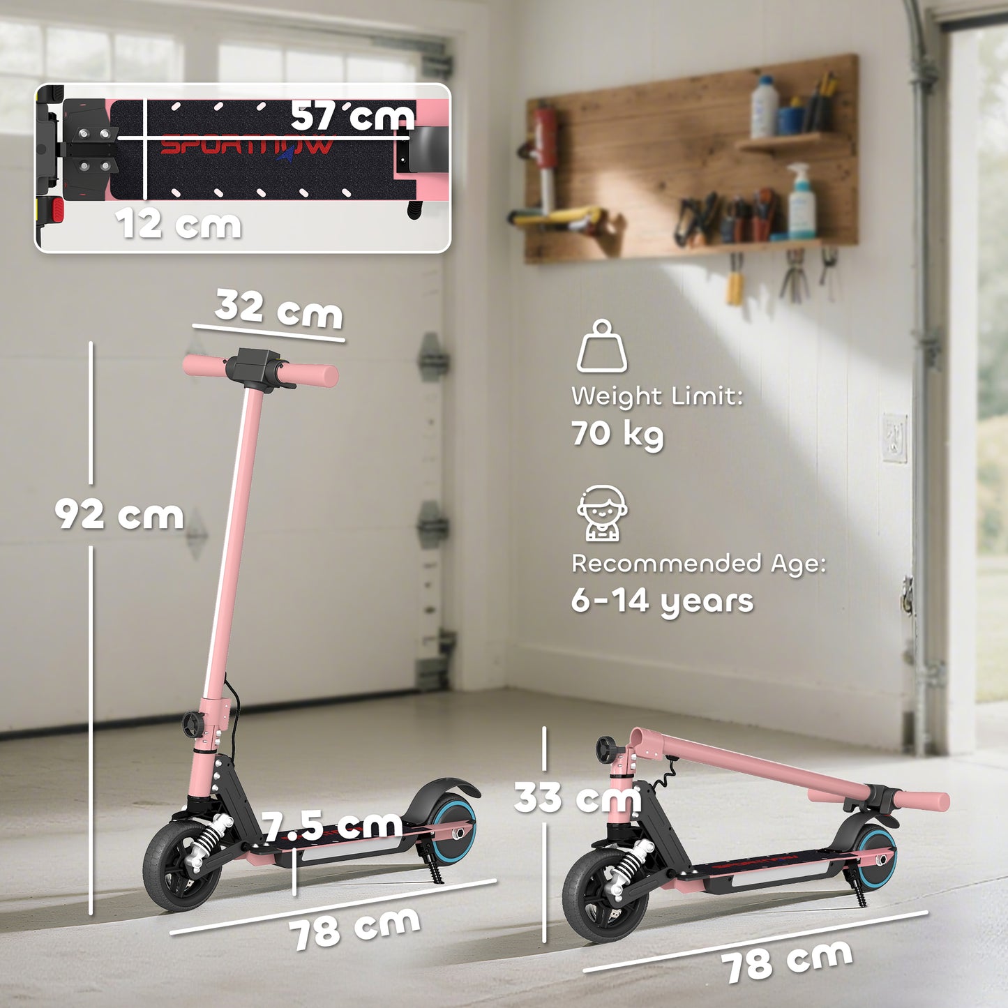 Folding Electric Scooter for Kids, with Dual Brakes