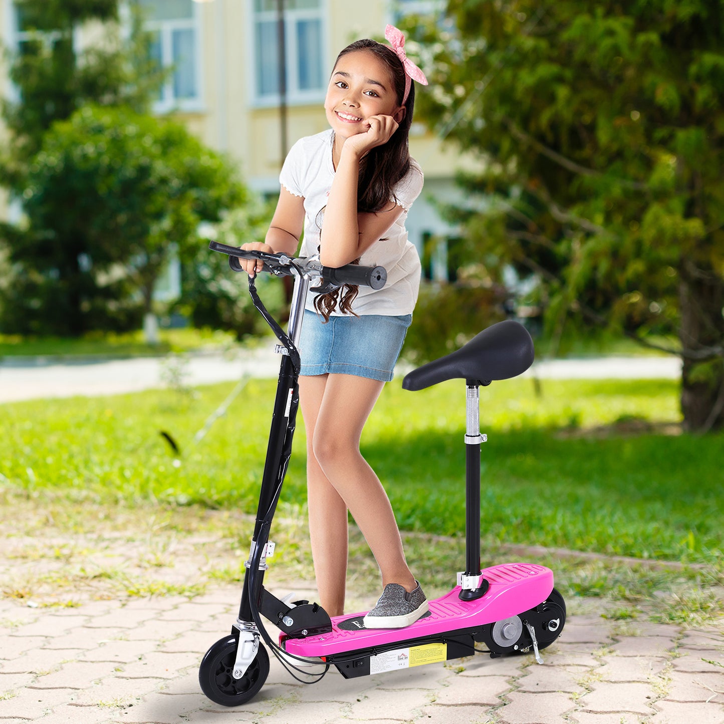 Foldable Electric Scooter Ride on for Kids 12V 120W W/Brake Kickstand