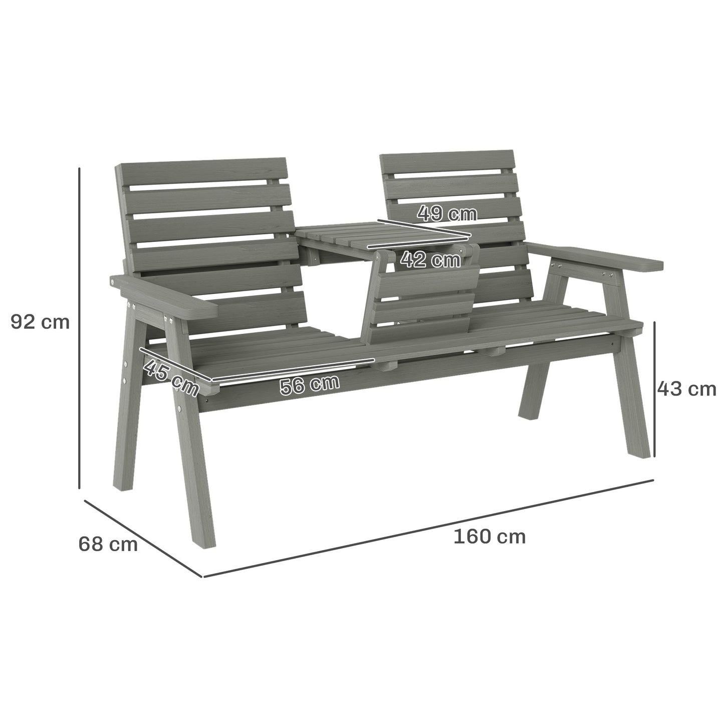 Fir Wood Convertible 2 to 3 Seater Outdoor Garden Bench