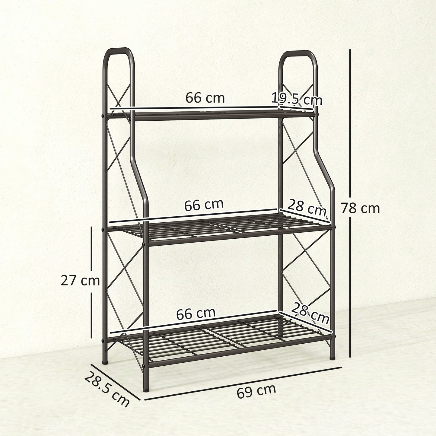 3-Tier Metal Plant Stand, Heavy Duty Ladder Shelf Potted Plants