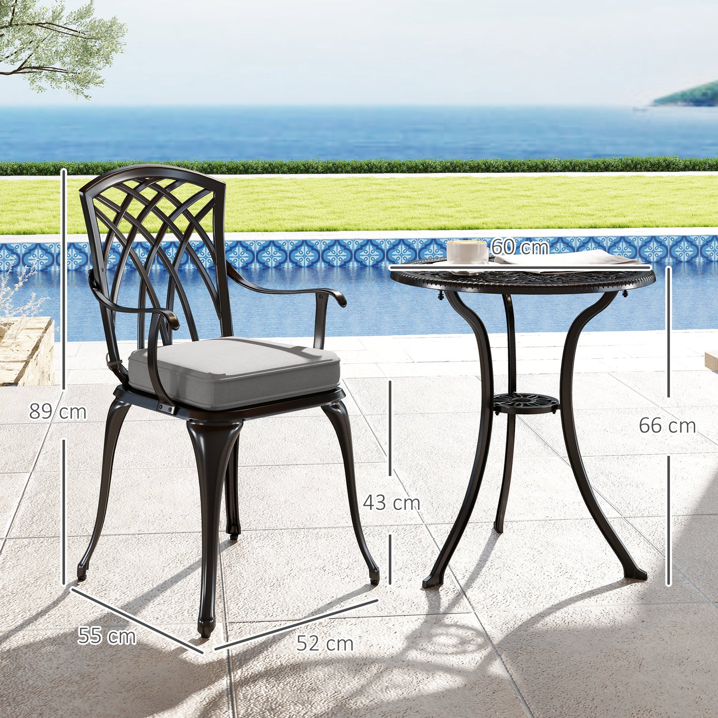 Three-Piece Cast Aluminium Bistro Set