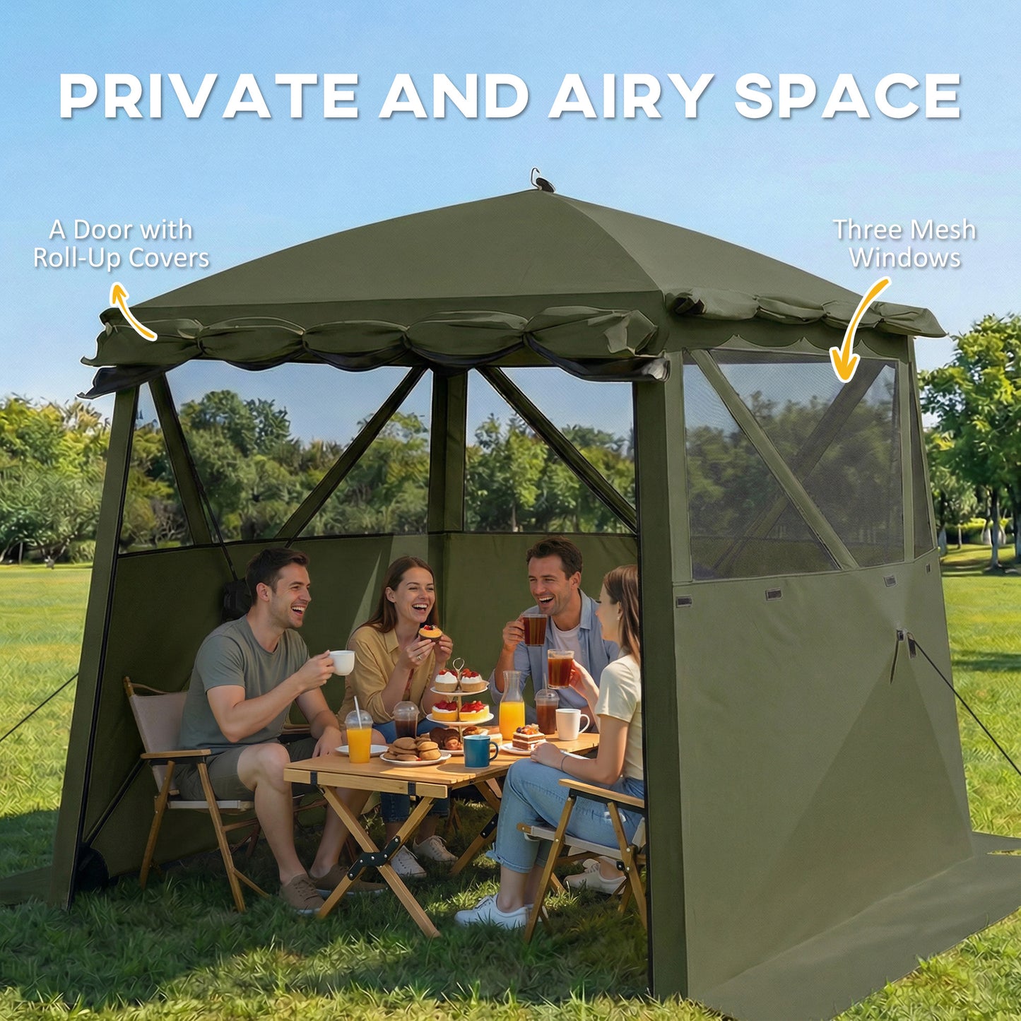 Pop Up Gazebo Waterproof Instant Shelter with Awning Mesh Windows