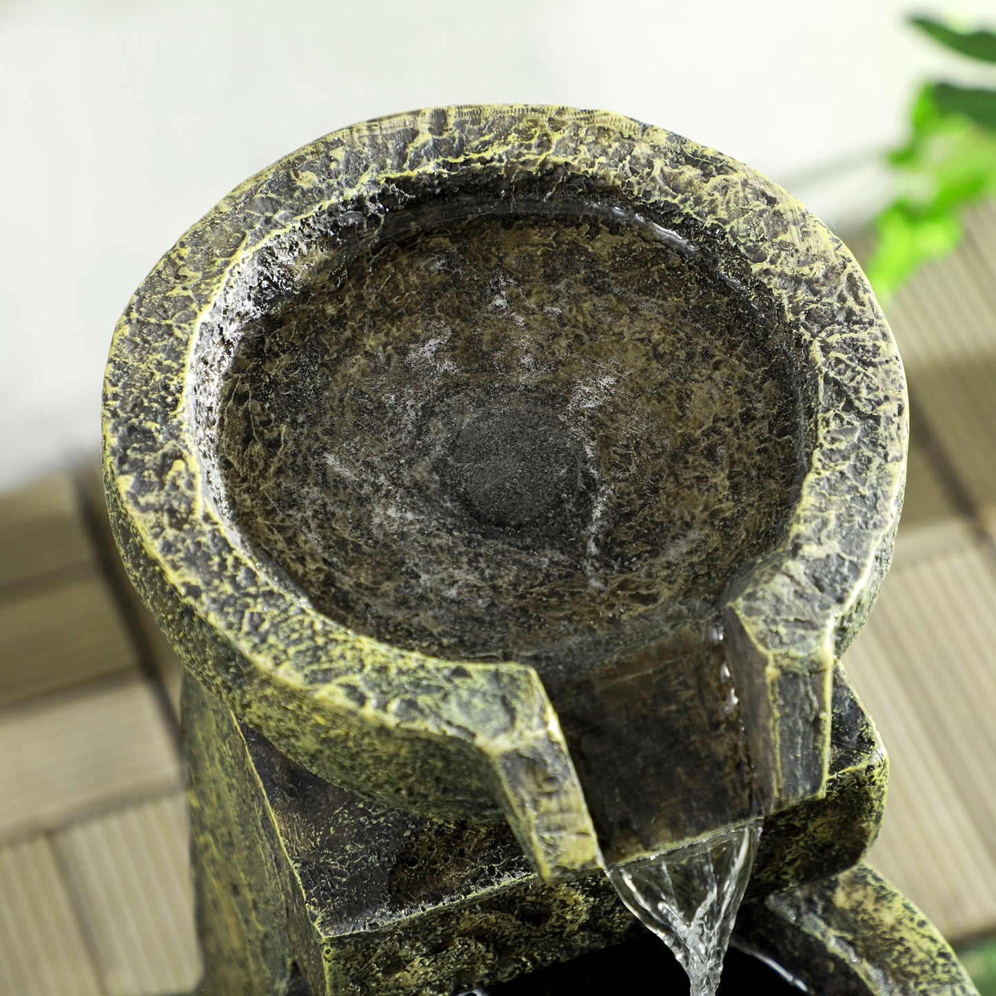 Garden Water Feature Waterfall Fountain with 4-Tier Stone Look Bowls